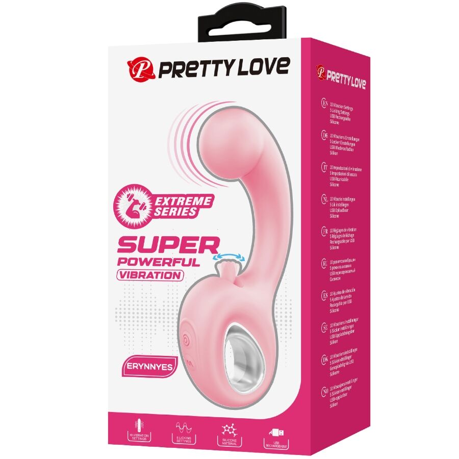 PRETTY LOVE - VIBROMASSEUR POINT G + STIMULATEUR CLITORIDIEN ERYNNYES 10 VIBRATIONS ROSE