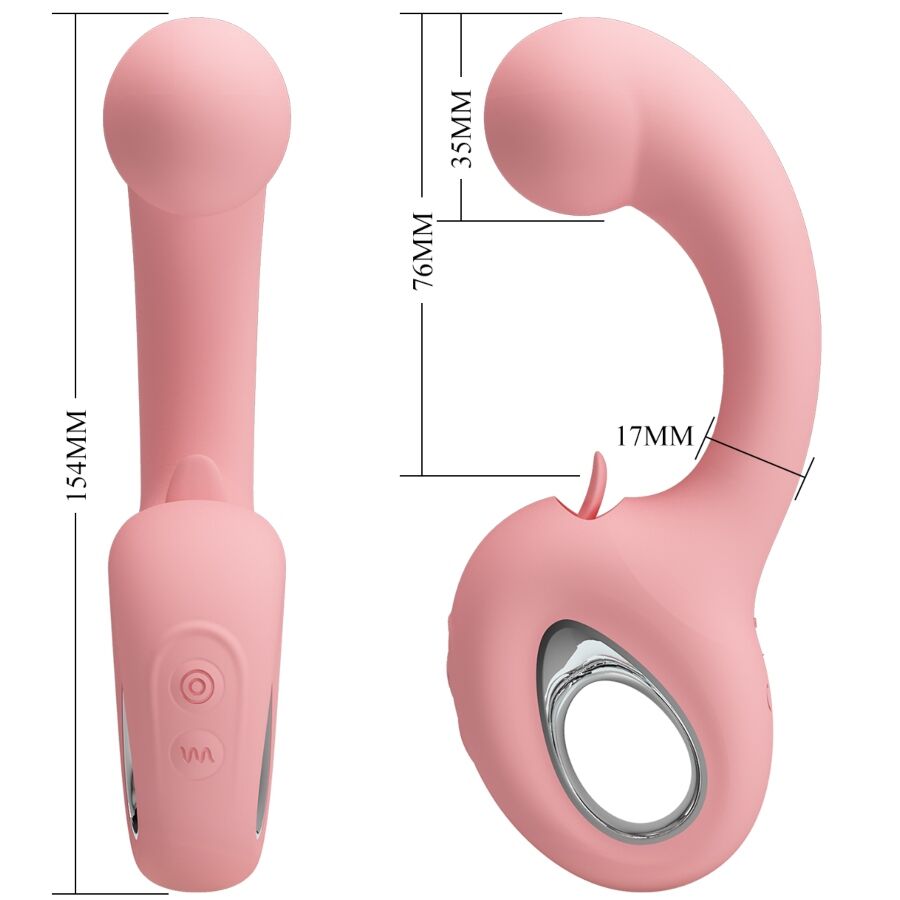 PRETTY LOVE - VIBROMASSEUR POINT G + STIMULATEUR CLITORIDIEN ERYNNYES 10 VIBRATIONS ROSE