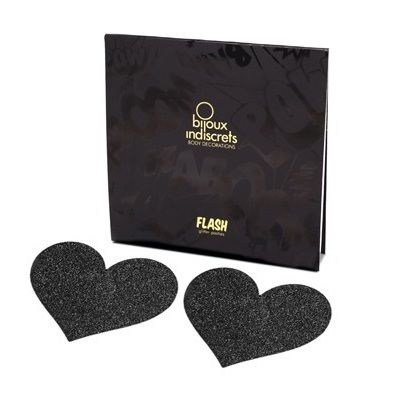 BIJOUX - INDISCREETS FLASH BLACK HEART NIPPLE CUTS