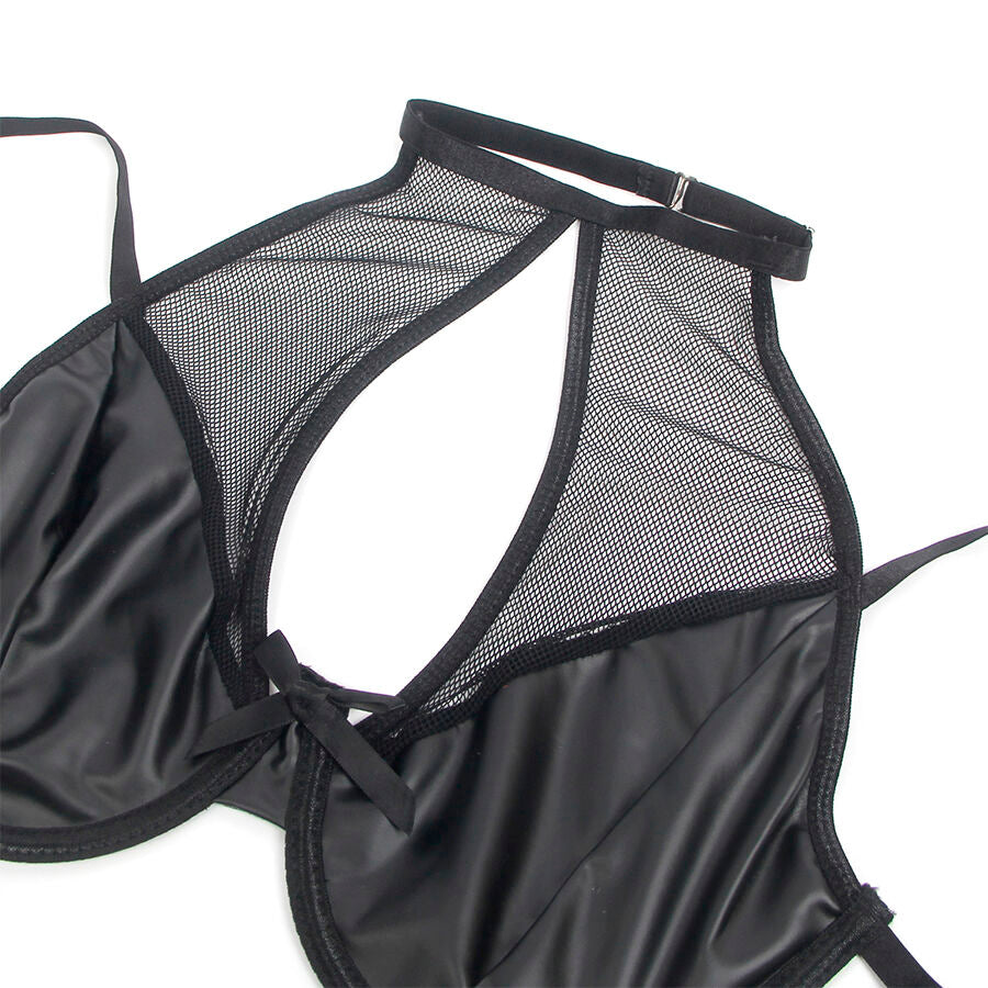 SUBBLIME - 957582 COMPLETE IN LEATHER BRA AND SKIRT BLACK S/M