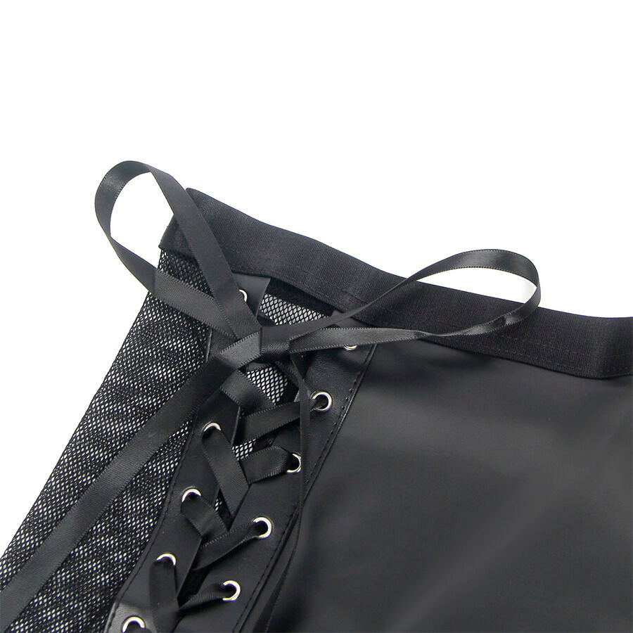 SUBBLIME - 957582 COMPLETE IN LEATHER BRA AND SKIRT BLACK S/M