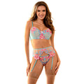 SUBBLIME - 957643 BLUMENBESTICKTES BH- UND STRUMPFBAND-SET PINK S/M