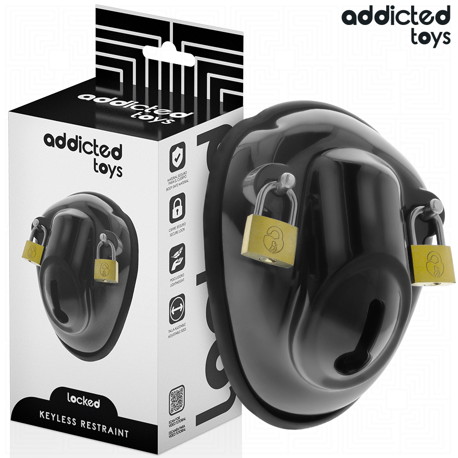 ADDICTED TOYS LOCKED - SCHLÜSSELLOSER KEUSCHHEITSGÜRTEL PENISKÄFIG 11,5 CM