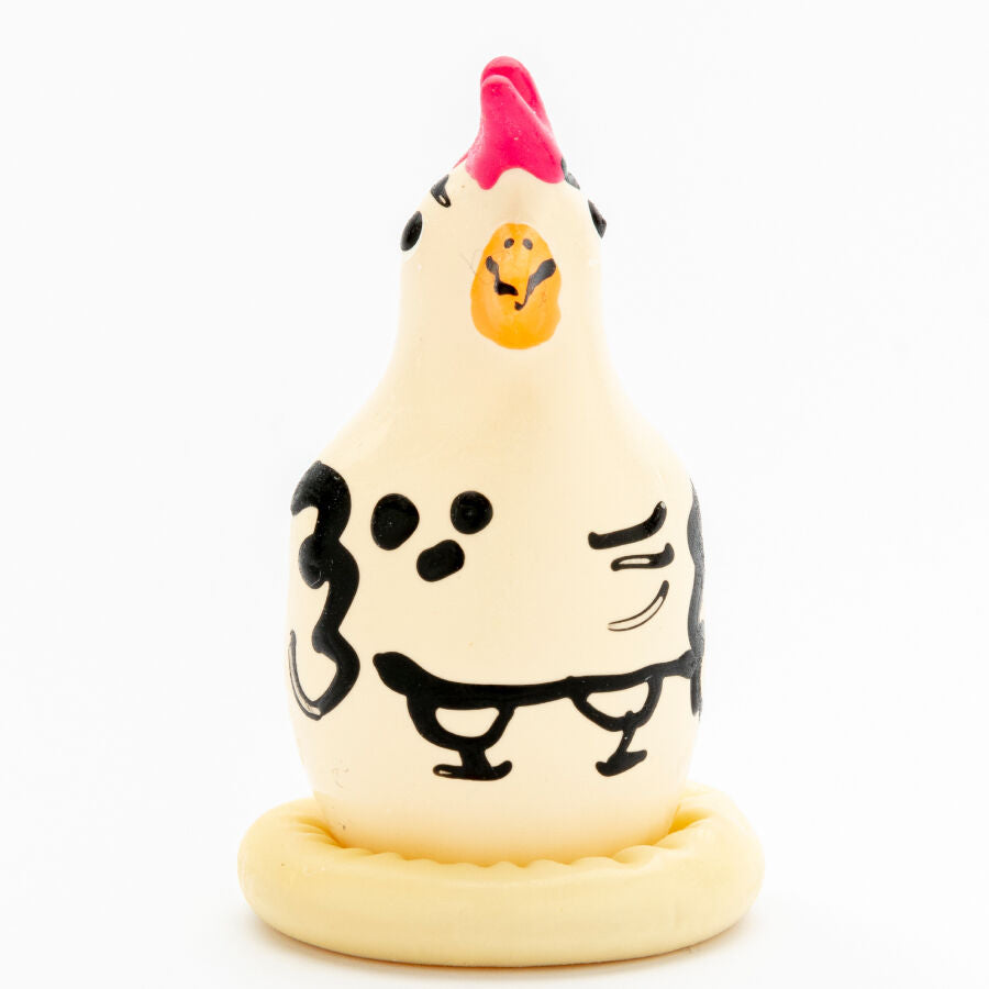 CONDOMERIE - PRÉSERVATIFS NOUVEAUTÉ PEINTS À LA MAIN COQ FIER