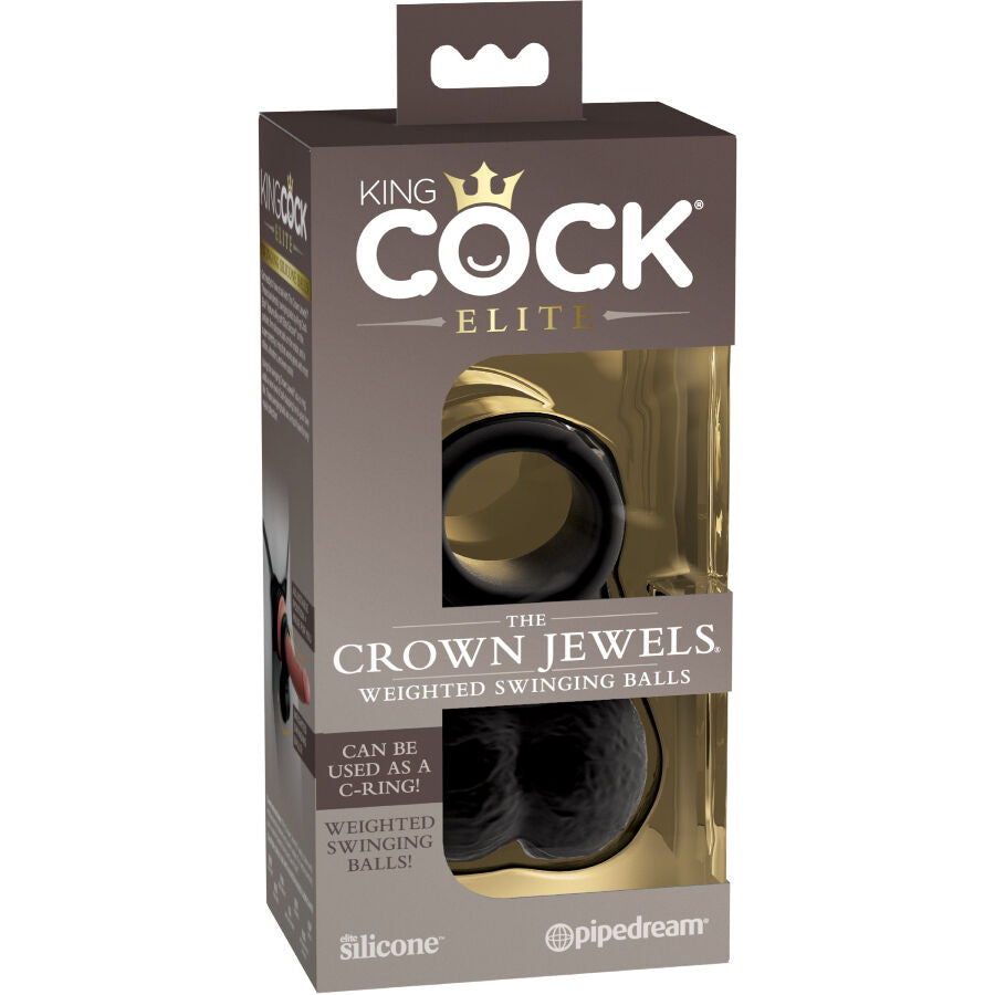 KING COCK - LES BIJOUX DE LA COURONNE EN SILICONE À BALLES LESTÉES PENDULANTES