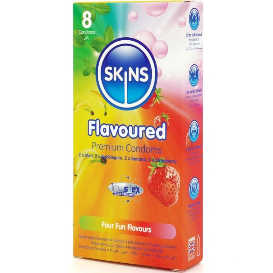 SKINS - PRÉSERVATIFS PREMIUM MULTI SAVEURS PACK DE 8