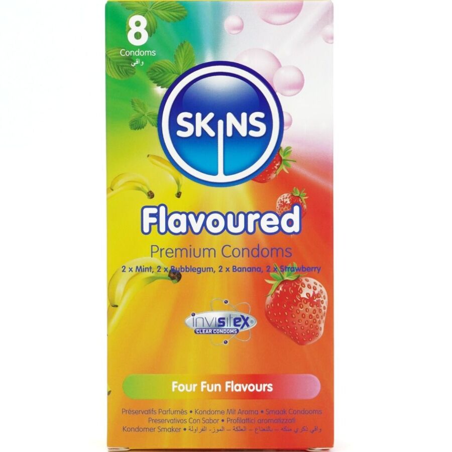 SKINS - PRÉSERVATIFS PREMIUM MULTI SAVEURS PACK DE 8