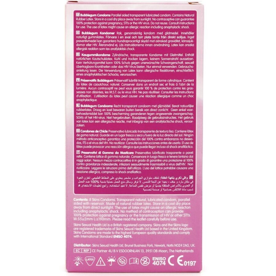 SKINS - PRÉSERVATIFS PREMIUM BUBBLEGUM PACK 8