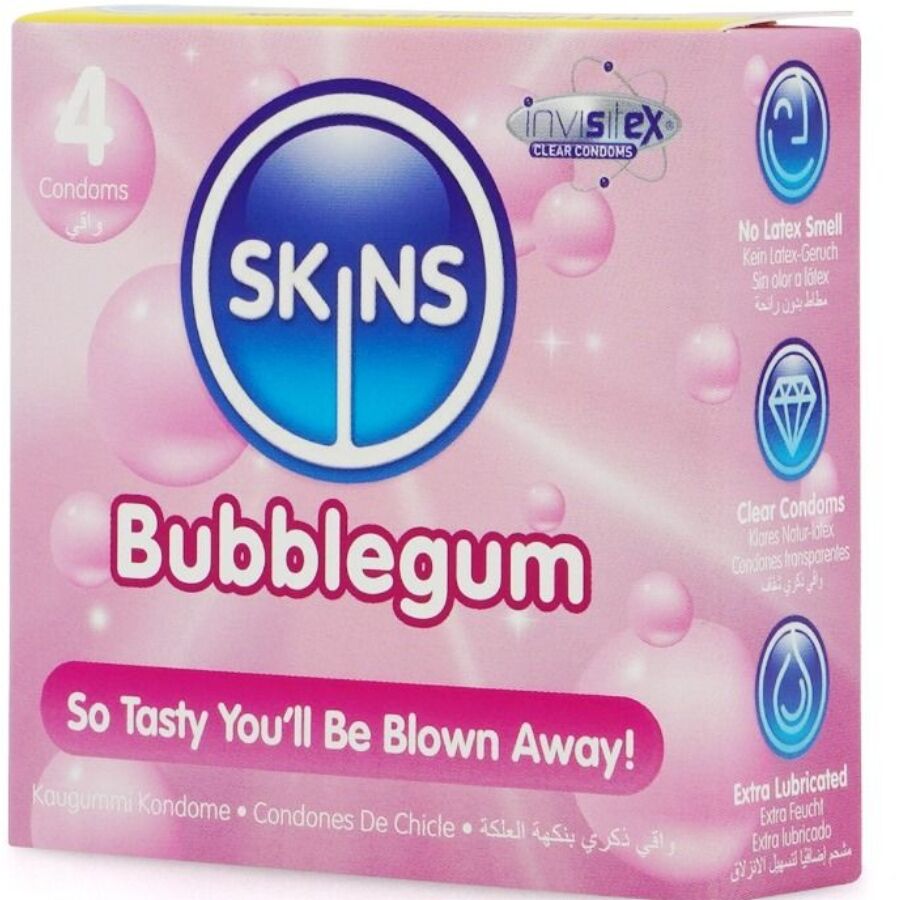 SKINS - PRÉSERVATIFS PREMIUM BUBBLEGUM LOT DE 4