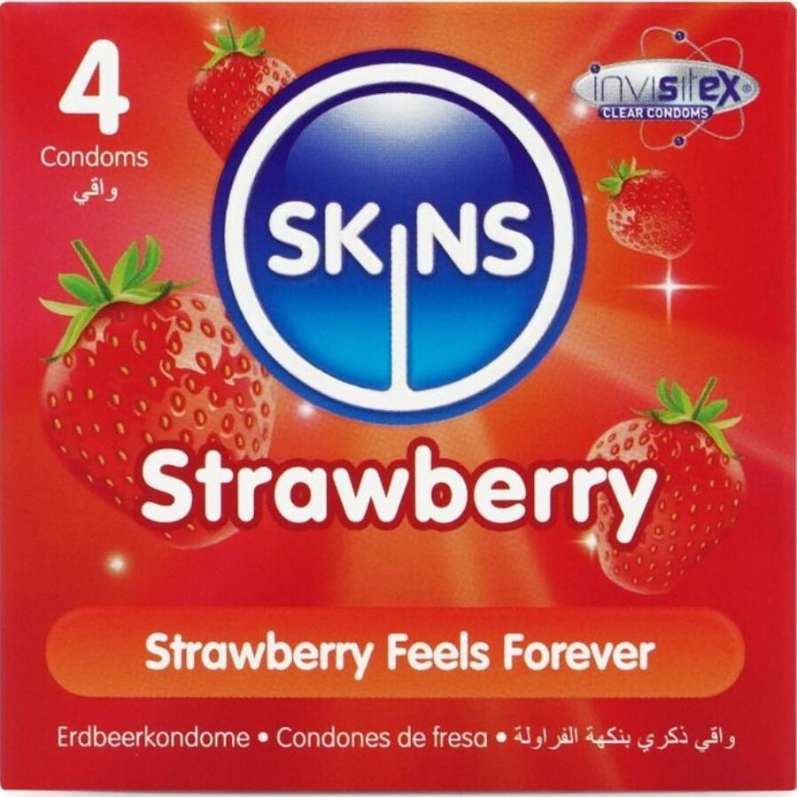SKINS - PRÉSERVATIFS PREMIUM FRAISE PAQUET DE 4