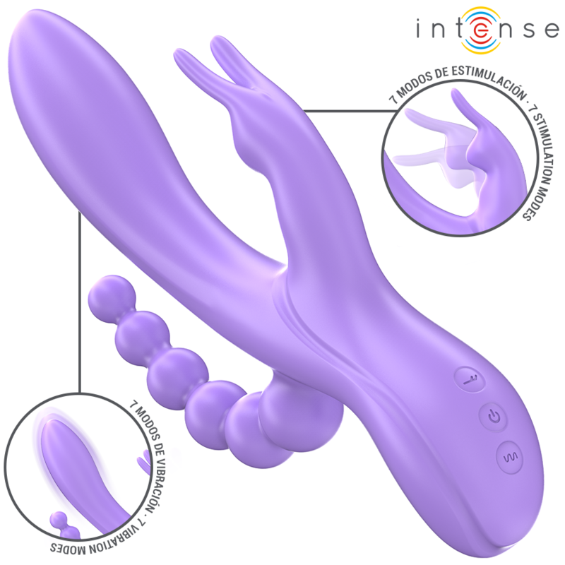INTENSE - MIKO VIBRATEUR TRIPLE LAPIN & STIMULATEUR & ANAL 7 VIBRATIONS VIOLET