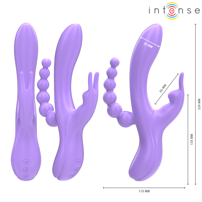 INTENSE - MIKO VIBRATEUR TRIPLE LAPIN & STIMULATEUR & ANAL 7 VIBRATIONS VIOLET