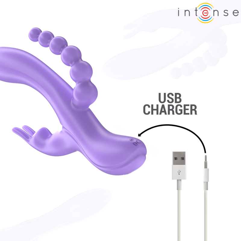 INTENSE - MIKO VIBRATEUR TRIPLE LAPIN & STIMULATEUR & ANAL 7 VIBRATIONS VIOLET