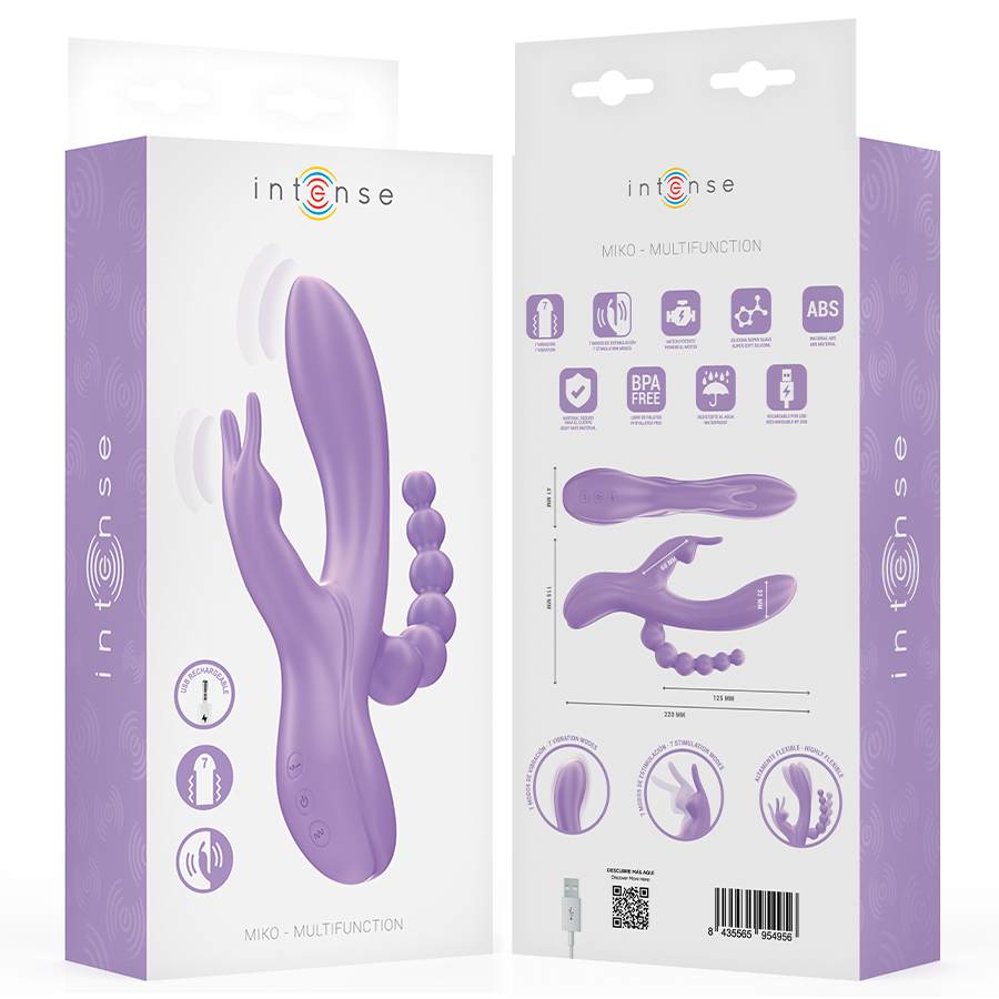 INTENSE - MIKO VIBRATEUR TRIPLE LAPIN & STIMULATEUR & ANAL 7 VIBRATIONS VIOLET