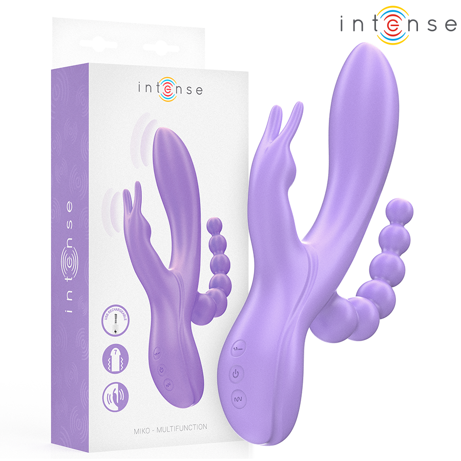 INTENSE - MIKO VIBRATEUR TRIPLE LAPIN & STIMULATEUR & ANAL 7 VIBRATIONS VIOLET