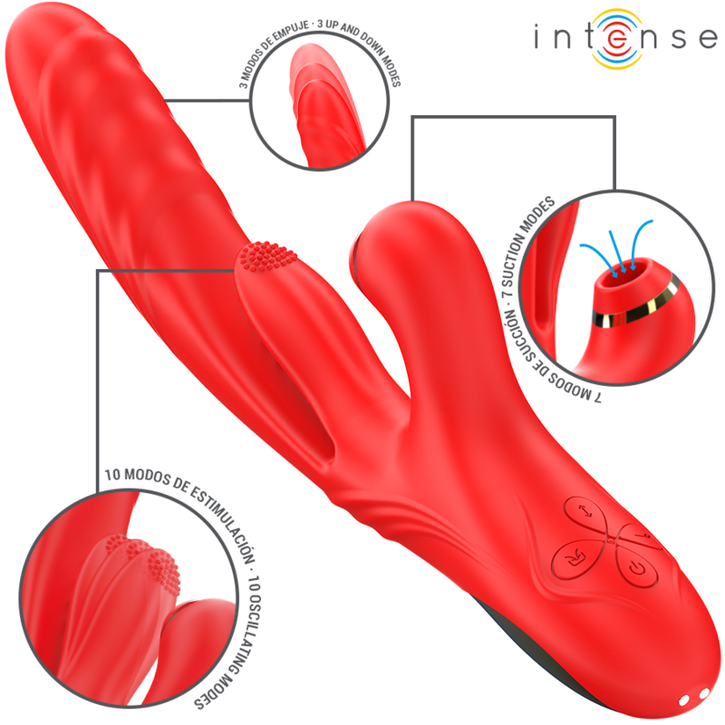 INTENSE - KAROL MULTIFUNCTION VIBRATOR THRUST & STIMULATION & & STIMULATING WAVES RED