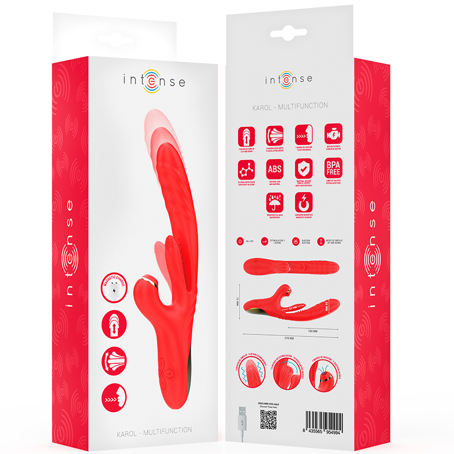 INTENSE - KAROL MULTIFUNCTION VIBRATOR THRUST & STIMULATION & & STIMULATING WAVES RED