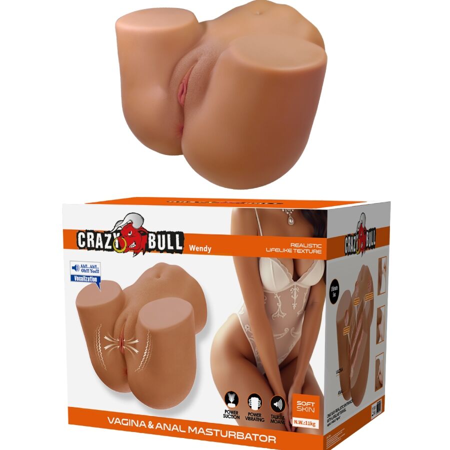 CRAZY BULL - VIBREUR ET SUCEUR DE FESSES FÉMININES RÉALISTES WENDY AVEC SON 11 KG