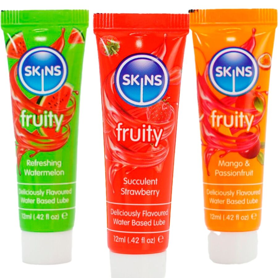 SKINS - KIT DE LUBRIFIANTS FRUITÉS PASTÈQUE, FRAISE & MANGUE 3 x 12 ML
