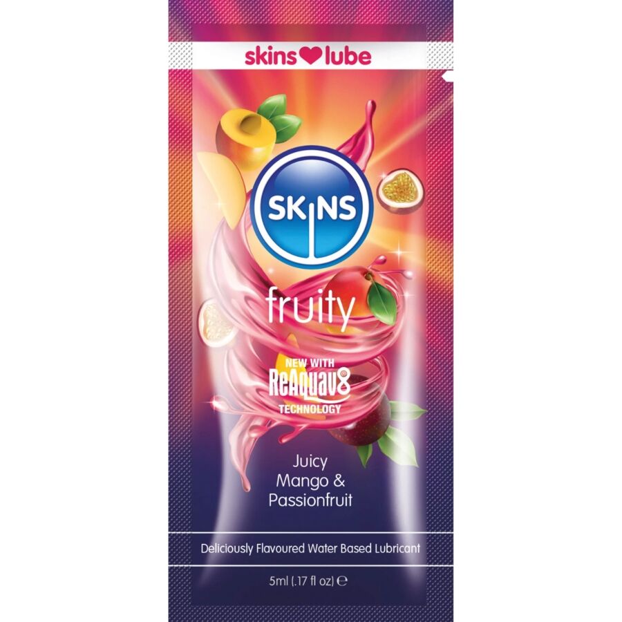 SKINS - LUBRIFIANT A BASE D'EAU FRUITÉ MANGUE & FRUIT DE LA PASSION DOSE UNIQUE 5 ML