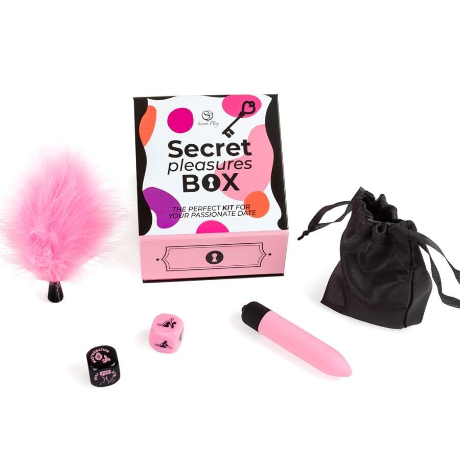 SECRET PLAY - COFFRET PLAISIRS POUR COUPLES : DÉS + BALLE VIBRANTE + PLUMEAU