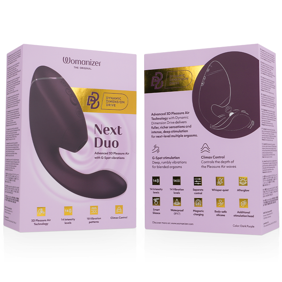WOMANIZER - DUO NEXT STIMULATEUR CLITORIDIEN ET DU POINT G DOUBLE VIOLET FONCÉ