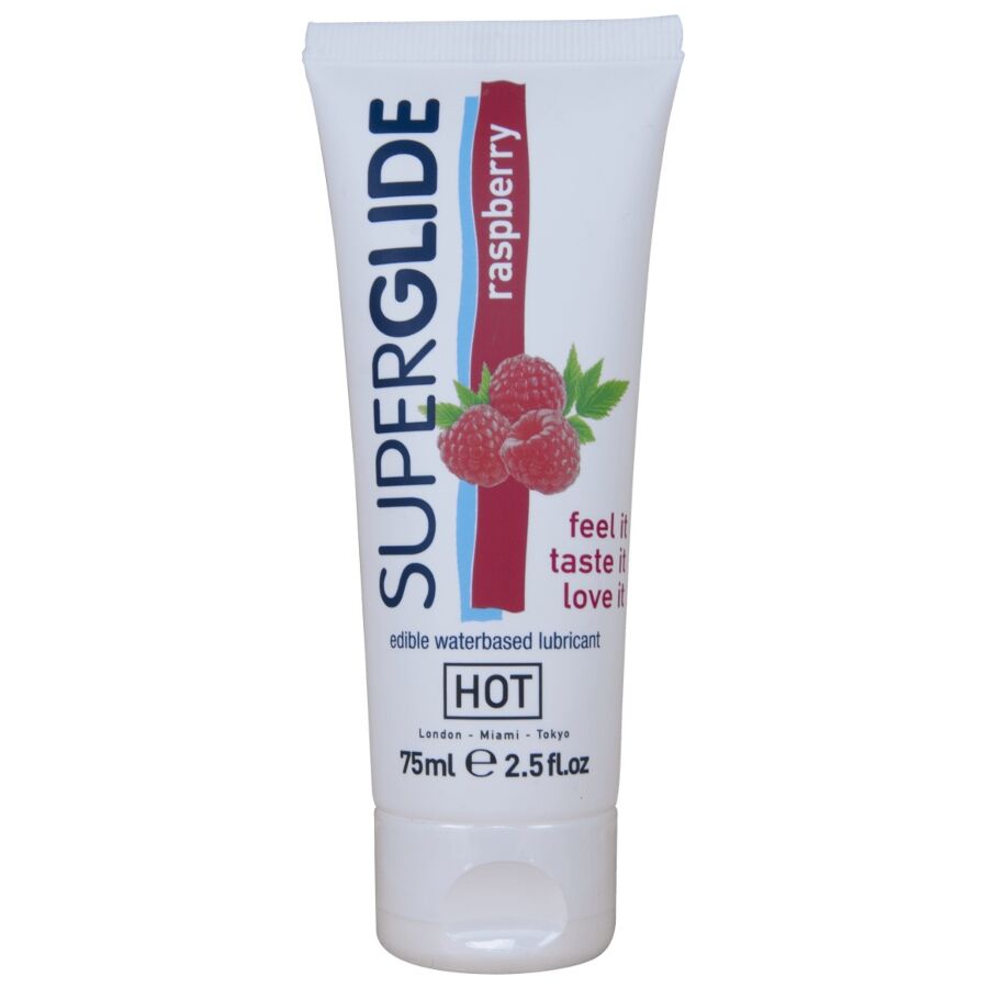 HOT - LUBRIFIANT COMESTIBLE SUPERGLIDE À BASE D'EAU FRAMBOISE 75 ML