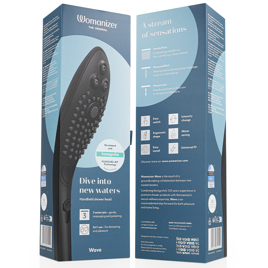 WOMANIZER - POMME DE DOUCHE STIMULANTE CLITORIDIENNE WAVE NOIRE