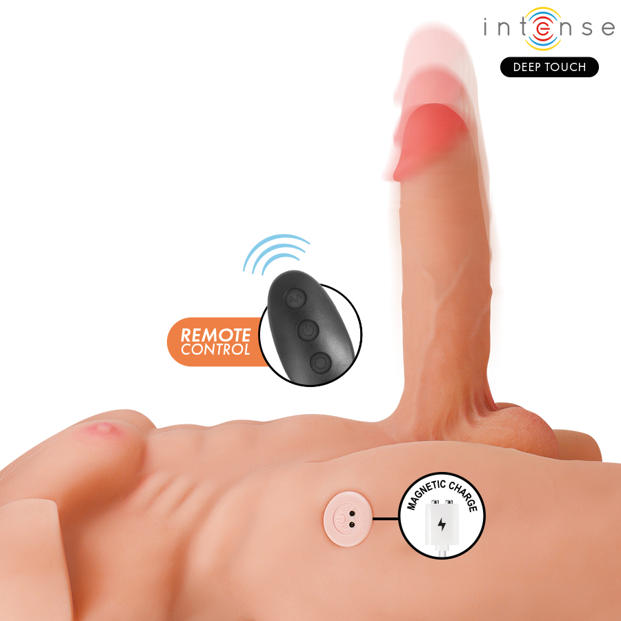 INTENSE DEEP TOUCH - MARTY TORSO WITH ANUS AND REALISTIC DILDO WITH THRUST AND VIBRATION, REMOTE CONTROL, 6.2 KG