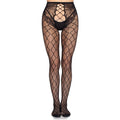 LEG AVENUE - 1966 NETZSTRUMPFHOSE MIT OFFENEM SLIP SCHWARZ - EINHEITSGRÖSSE