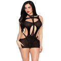LEG AVENUE - 81680 OPAQUER MINI-DRESS UND NECKHOLDER-BODY SCHWARZ - EINHEITSGRÖSSE