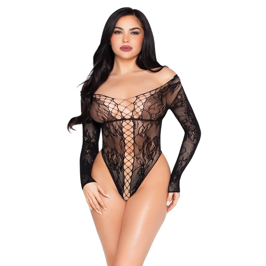 LEG AVENUE - 89370 NETZ UND SPITZEN TEDDY SCHWARZ - EINHEITSGRÖSSE