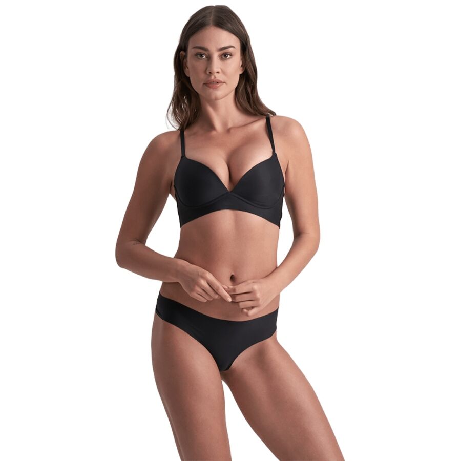 BYE-BRA - INVISIBLE THONG 2 PACK BEIGE & BLACK SIZE S
