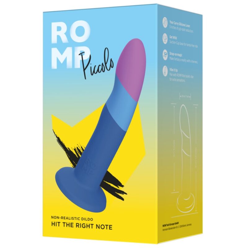ROMP - SMALL SILICONE DILDO WITH TRICOLOR SUCTION CUP 14 CM