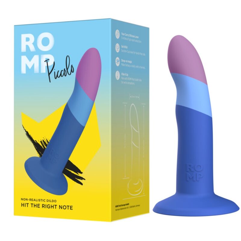 ROMP - SMALL SILICONE DILDO WITH TRICOLOR SUCTION CUP 14 CM