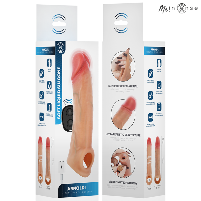 MR INTENSE - ARNOLD L ULTRA-REALISTIC VIBRATING PENIS SLEEVE REMOTE CONTROL 16 CM -Ø- 4.5 CM