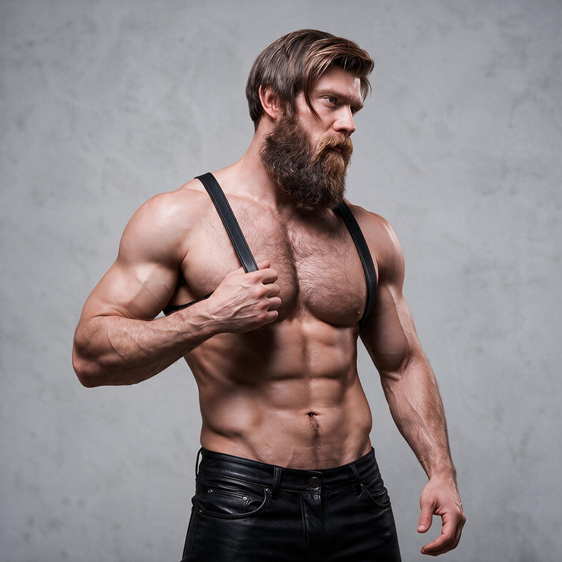 FETISH SUBMISSIVE ATTITUDE - MEN'S ECO-LEATHER BACK HARNESS
