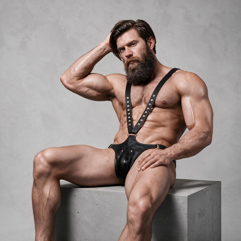 FETISH SUBMISSIVE ATTITUDE - MEN'S V-SHAPED ECO-LEATHER HARNESS