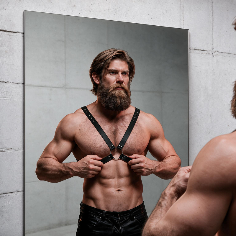 FETISH SUBMISSIVE ATTITUDE - MEN'S CROSS CHEST ECO-LEATHER HARNESS