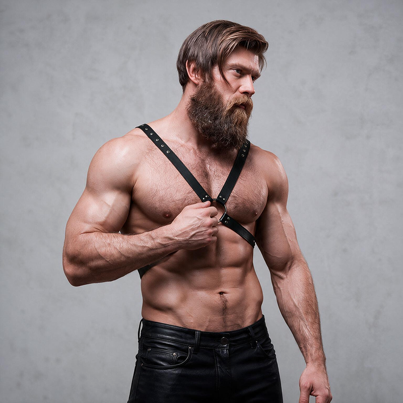 FETISH SUBMISSIVE ATTITUDE - MEN'S CROSS CHEST ECO-LEATHER HARNESS
