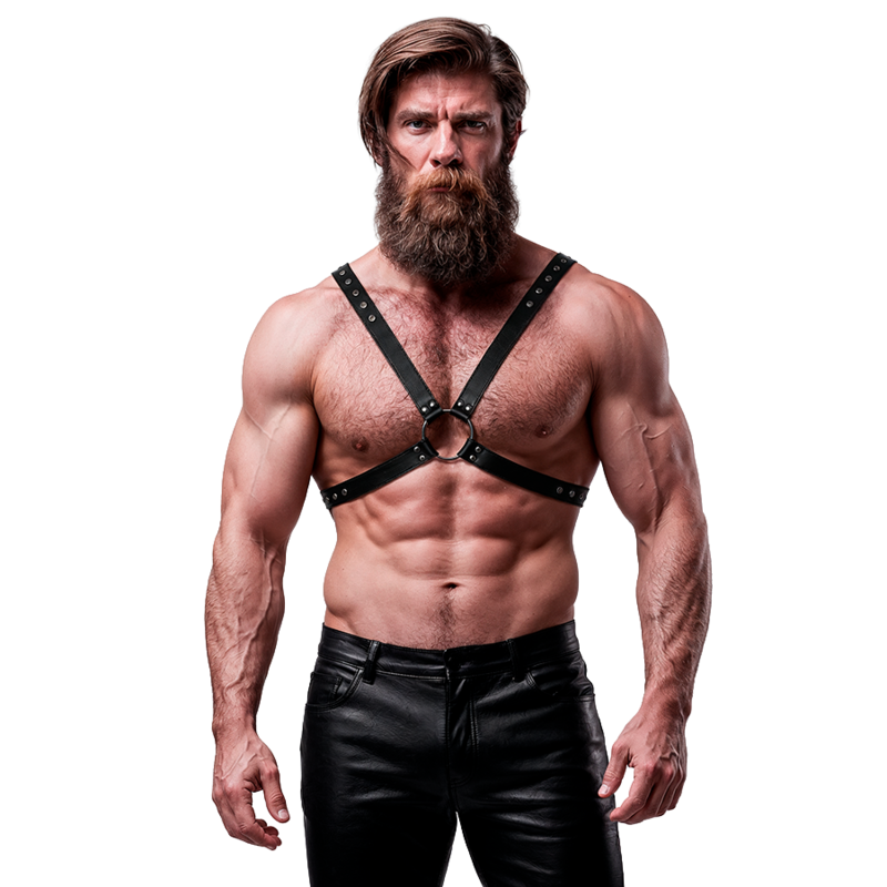 FETISH SUBMISSIVE ATTITUDE - MEN'S CROSS CHEST ECO-LEATHER HARNESS