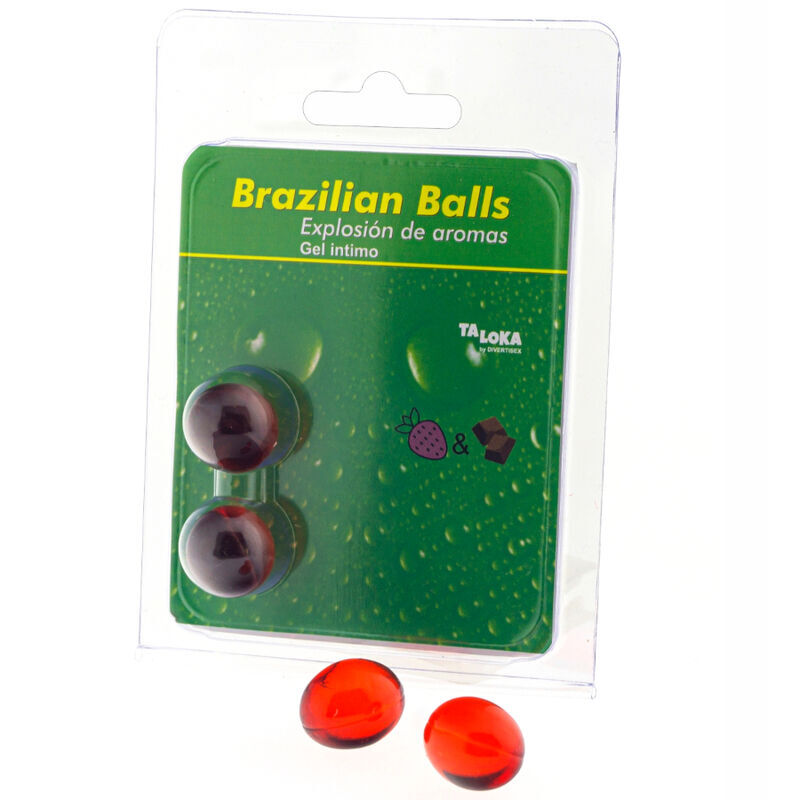 TALOKA - 2 BRAZILIAN BALLS STRAWBERRY & CHOCOLATE ANAL GEL