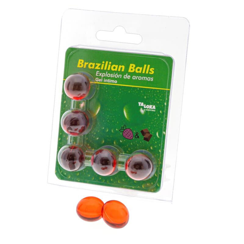 TALOKA - 5 BRAZILIAN BALLS STRAWBERRY & CHOCOLATE ANAL GEL