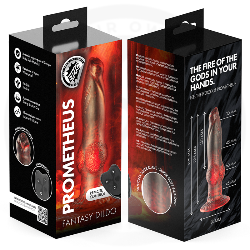 EPIC - PROMETHEUS DILDO TITAN IN FLAMES RECHARGEABLE REMOTE CONTROL