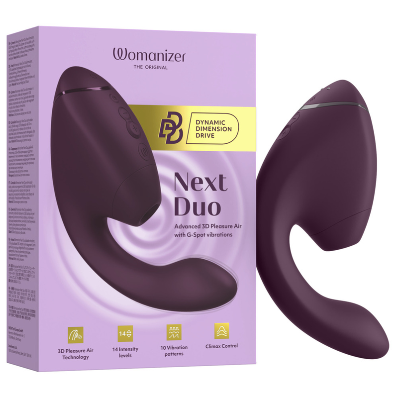 WOMANIZER - DUO NEXT DUAL CLITORAL & G-SPOT STIMULATOR DARK PURPLE