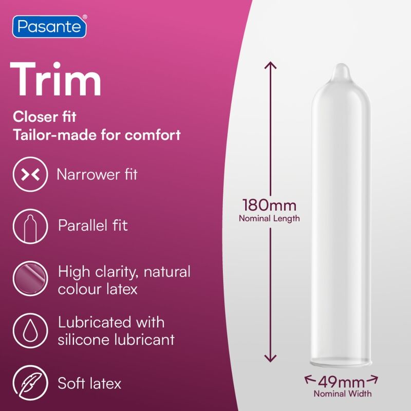 PASANTE - CONDOMS TRIM CLOSER FIT CAJA 144 UNITS