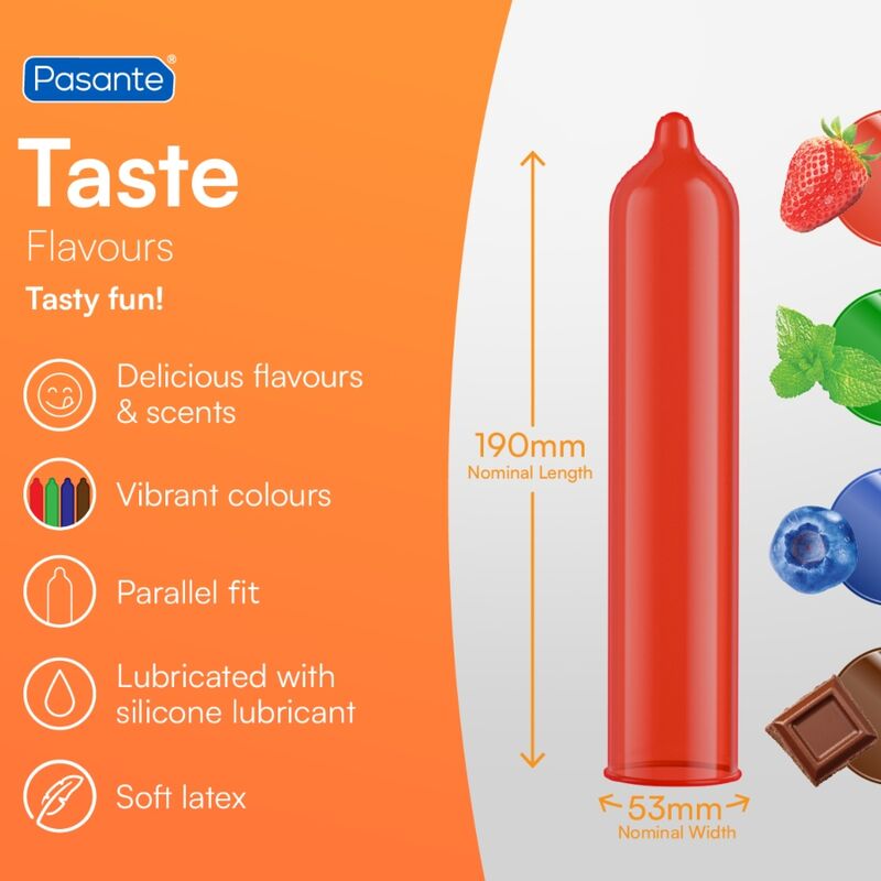 PASANTE - CONDOMS FLAVOR BLUEBERRY BAG 144 UNITS