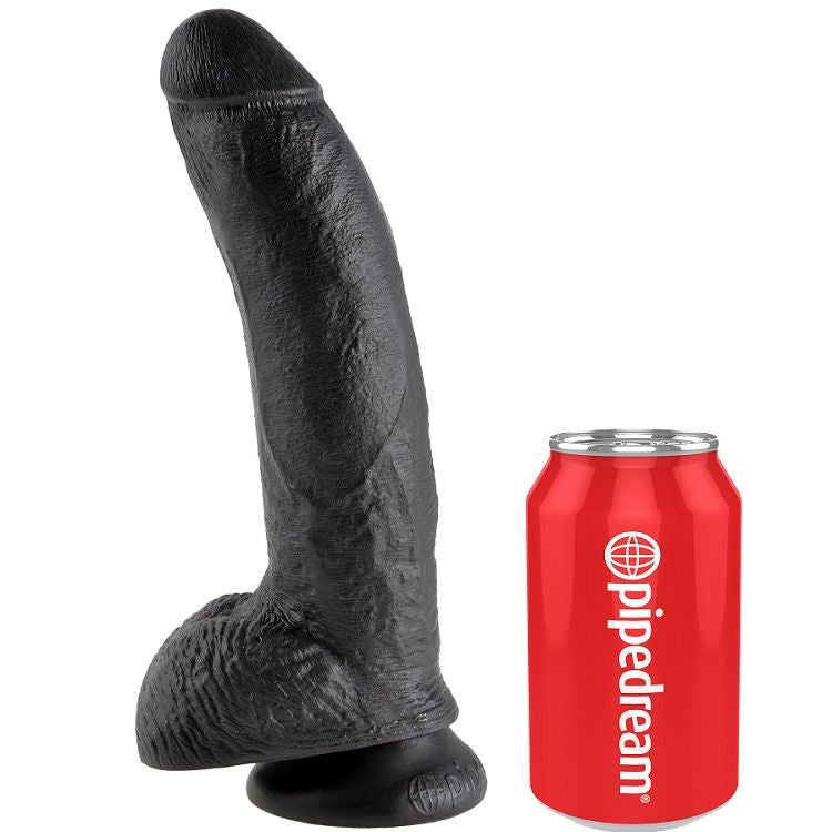 KING COCK - BLACK DILDO WITH BALLS 22.9 CM