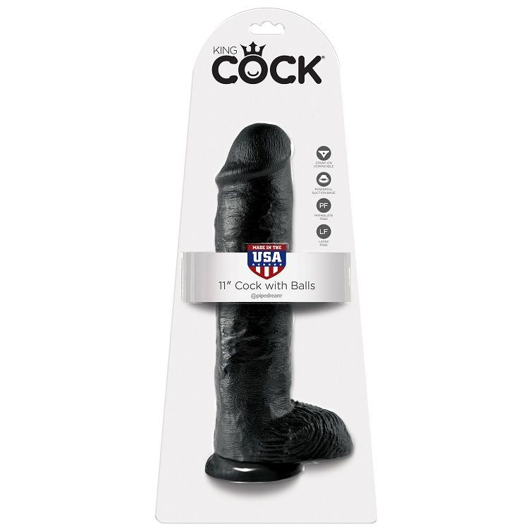 KING COCK - GODEMICHET NOIR AVEC COUILLES 28 CM
