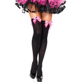 LEG AVENUE - NYLON OVERKNEES MIT SCHLEIFE SCHWARZ / PINK